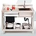 Produktbild Spültisch Edelstahl Mobiles Spülbecken Einzelspüle Gastro Spüle Campingküche 1 Becken Freistehende Spülschrank Schlauchanschluß Waschtisch Gewerbliche mit Wasserhahn Ablauf-Set für Außen Innen Küche (