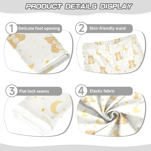 Girls Leggings Soft Toddler Ankle Length Bottoms Teddy Bear Kids Dance Yoga Pants 4-10 Years3