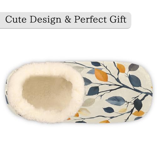 Colored Leaves Printed Slippers for Women Slipper Socks Soft Fuzzy House Slippers Shoes for Indoor Bedroom, Winter Cozy Christmas Gifts3