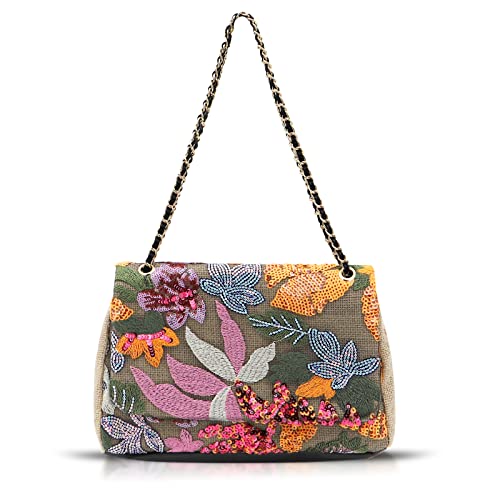 Qtkj Tote Bag For Women Beach Bag Sequin Embroidery Straw Bag Bohemian Handbag Large Capacity Shoulder Bag Suitable For Vacation Travel Daily cover