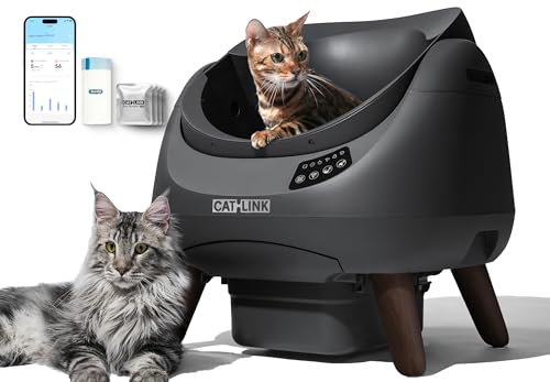 CATLINK Self Cleaning Cat Litter Box Open-X, 5G & 2.4G WiFi, Safe Anti-Pinch Automatic Litter Box Open Top, AI Waste Analysis Health Monitor, App, Odor Free - White/Large Kit (Multi-Cat Household)