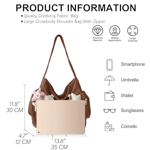 Image of KAMEILONG Star Crossbody Bag Women Corduroy Tote Bag Aesthetic Messenger Bag Cute Shoulder Bag Y2K Hobo Bag