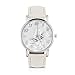 Sonew Reloj de Cuarzo de Las Mujeres Reloj de Pulsera analógico Femenino Redondo Correa de Cuero de la PU Reloj de diseño de Mariposa Simple de la Manera(White)