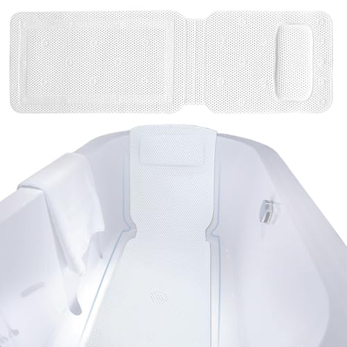 STFALI Badewannenmatte mit Kissen, Badewannenmatte, Sprudelmatte Badewanne, zur Unterstützung des Kopfes, Der Schulter und des Rückens, für Eintauchen In Der Badewanne(36cm*125cm)