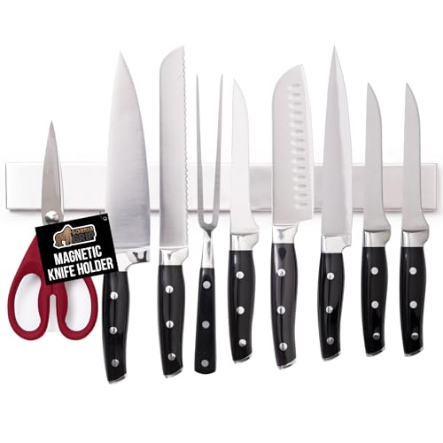 GORILLA GRIP Stainless Steel Magnetic Knife Holder for Wall, 14 Inch, Multi-Purpose Magnet Bar for Knives, Tools, Art Supplies, Heavy Duty Strip Holds Up to 6 lbs, Kitchen Organizer, Drilling Required