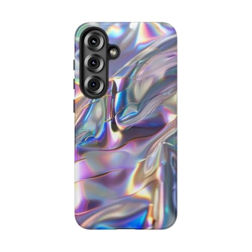 Coque Samsung S25 Plus rigide et brillante au design holographique irisé unique