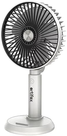 Artifax Rechargeable Portable Fan ART-B-3 | 90° Rotation | 3-Speed | Built-in Mobile Holder | Removable Grill | Type-C Charging | Compact, Durable & Easy to Use (Grey)