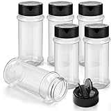TUZAZO 6 Pcs Spice Bottles Plastic Seasoning Containers, 3 Oz Clear Plastic Spice Jars with Shaker Lids Empty...
