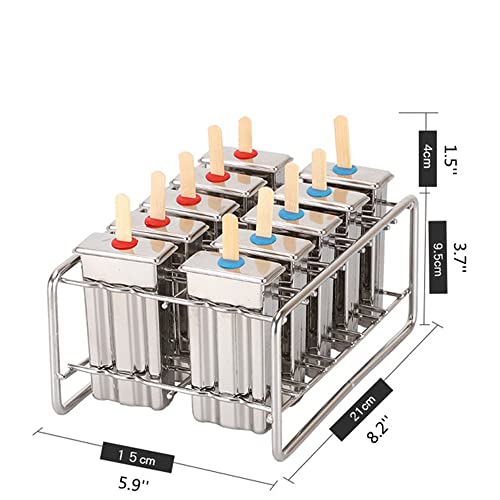 Subiaobd Set mit 10 Edelstahl-EIS am Stiel-Formen, DIY-Eismaschine, selbstgemachte Eislutscher-Maschine mit Tablett… – Bild 3