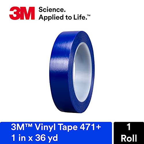 Image of 3M Vinyl Tape 471+, 1 in x 36 yd, Indigo, 1 Roll | Fine Line Tape for Paint Masking Striping, Color Separation and Complex Designs, High-Temperature