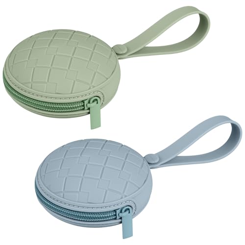 Image of Kalovin Pacifier Holder Case, Pack of 2 Baby Silicone Pacifier Holder Case, Protective Storage Container Attaches to Strollers & Diaper Bags (Color 5)