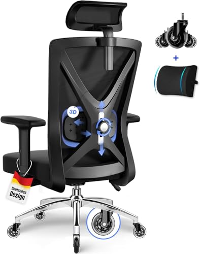 Daccormax Bürostuhl, Bürostuhl Ergonomisch Schreibtischstuhl mit Verstellbaren Armlehnen… – Ansicht 1