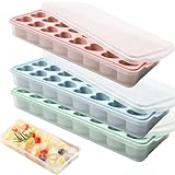 3 Packs Ice Cube Trays Easy Release Silicone Ice Trays with Lids and Bins Make 72 Cubes Stackable Ice Cube Moulds for Freezer Cocktails,Drinks,Whiskey (Heart)