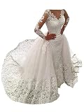 Long Sleeve Wedding Dress for Bride 2024 Beads...
