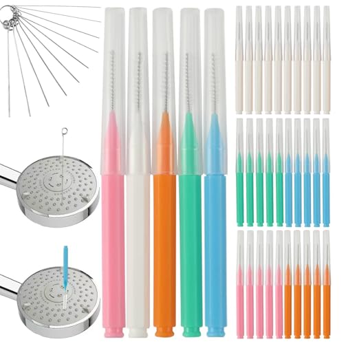 Shower Head Cleaning Brush for Small Hole, Multifunctional Shower Head Cleaner Tool Anti-Clogging Nozzle with Storage Boxes, Showerhead Cleaner Picks for Household Bathroom, 30 Pcs