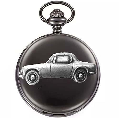 Montre de poche à quartz boîtier noir poli voiture classique japonaise S800