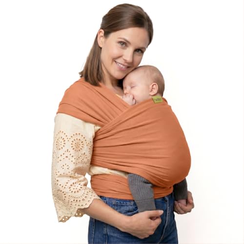 Image of Boba Baby Wrap Carrier - Stretch Organic Cotton Newborn Sling, Fox | Breathable, Hands-Free Babywearing Carrier Wrap; ergonomic, secure hold for newborn to toddler 7-35 lbs.