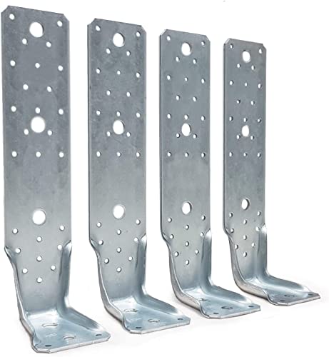 4 Massive Winkelverbinder mit Eckverstärkung, Sicherung, Verankerung, Befestigung Gartenhaus gegen Wind, Sturm für Holzwände, Gartenhäuser, verzinkt Stahl 28,5 x 8,5 x 6,5 cm, 3 mm Stärke