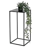 dandibo sgabello per fiori in metallo nero, rettangolare, 60-50 cm, tavolino da tavolo 96312 con colonna di fiori, moderno supporto per piante (50 cm)