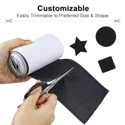 Image of BOMEI PACK Hook and Loop Tape Strips 4.5Inch x 6.5Ft Heavy Duty Hook and Loop Tape with Adhesive, Adhesive Backed Fastener Roll, Prevents Sofa Cushions from Sliding, Keeps Carpet in Place