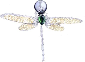 Inlaid Zircon, Dragonfly, Pearl Brooch, Feminine And Hollow Out Clothing Accessories