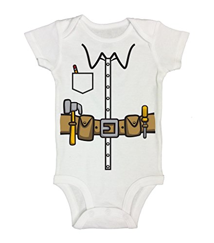 Image of Cute Kids Bodysuit or Shirt Daddys Little Helper Construction Unifr - Little Royaltee 3-6 Months, White