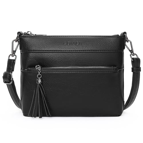 GOIACII Crossbody Bags for Women Small Phone Purse Shoulder Handbags Vegan Leather with Tassel Zipper Pocket