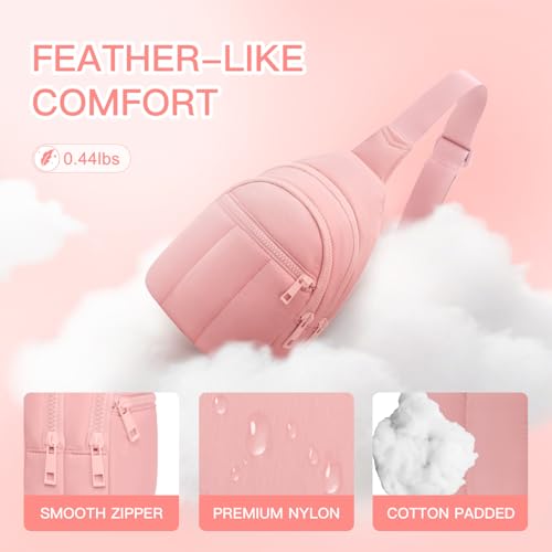 Image of Viverte Quilted Puffer Crossbody Bags for Women Small Puffy Sling Bag Lightweight Cross Body Bubble Purse Shoulder Bag for Travel (Light Pink)