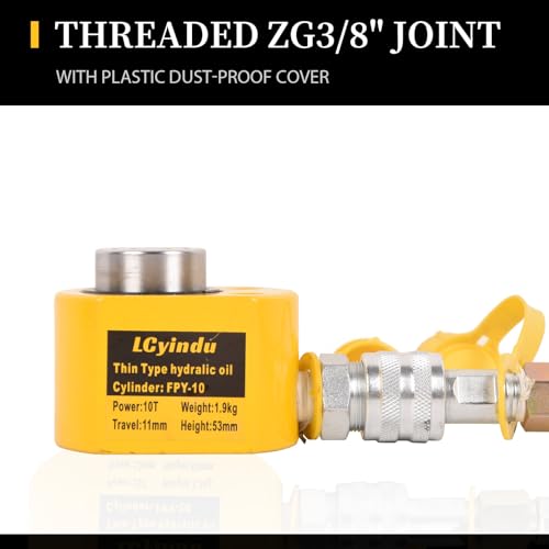 Image of Porta Power Kit 10T Low Profile Hydraulic Ram Cylinder Jack FPY-10 0.43 inch Stroke Single-Acting + 400cc Hydraulic Hand Pump CP-180 for Machinery and Industry