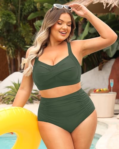 Image of Daci Women's Plus Size Bikini Sets - High Waisted Two-Piece Swimsuits with Tummy Control