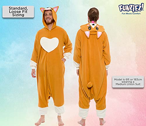 Silver Lilly Unisex Adult Pajamas - Plush One Piece Cosplay Corgi Animal Costume, Brown, Xl #TOP2