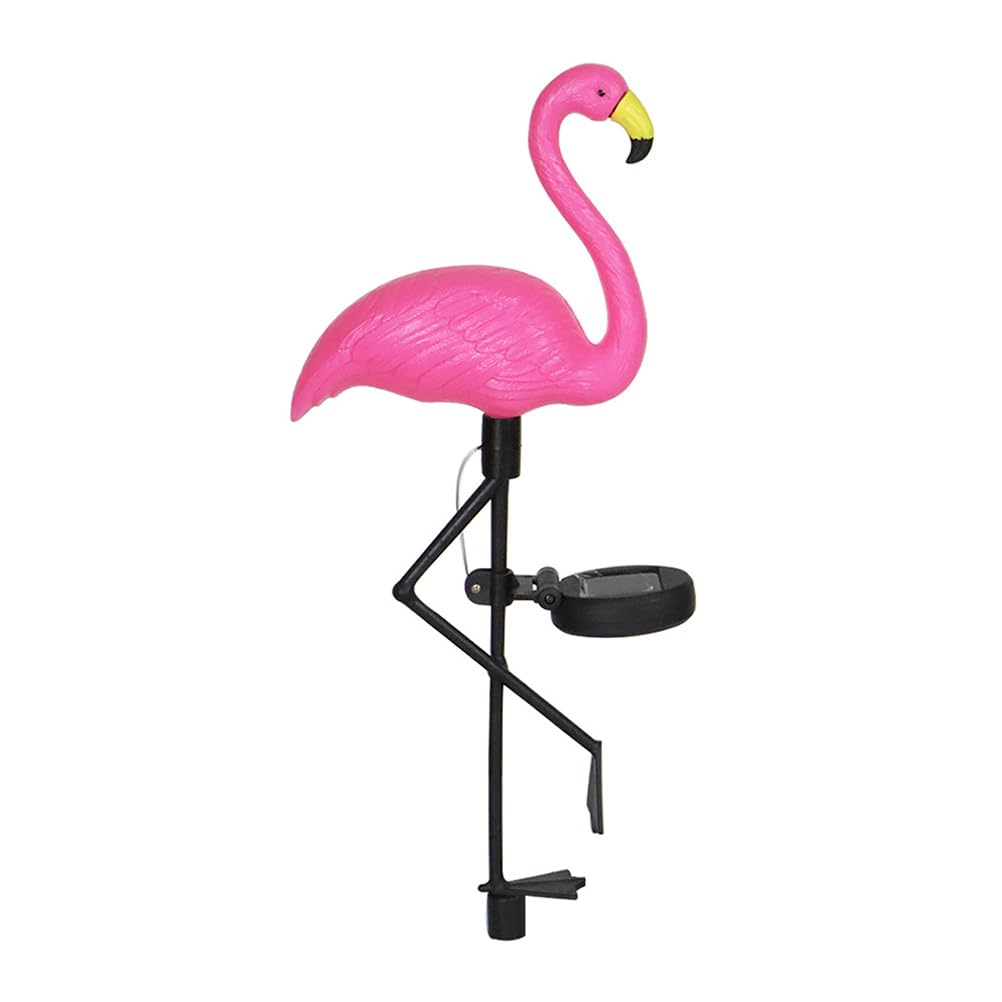 Housoutil Flamingo Solar Garden Lights, Flamingo Solar Power Light for Outdoor, Pink Waterproof Pathway Yard Garden Lawn Floor Lamp