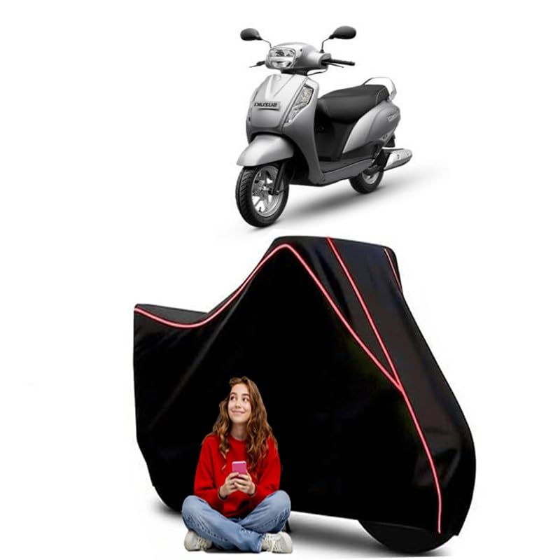 Image of Access 125 Drum Starts Scooty Bike Cover Water Resistant Outdoor Use Universal Fit Scooters Motorcycles Heavy Duty UV Protection Dust Rain Scratch Resistant Elastic Bottom Black Blue Piping