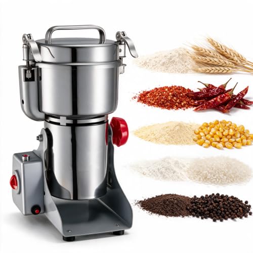 Image of VEVOR Electric Grain Mill Grinder, 1.8 lbs Commercial Spice Grinders, High Speed 2100W Stainless Steel Pulverizer Powder Machine, for Dry Grains, Spices, Cereals, Coffee, Corn & Pepper, Swing Type