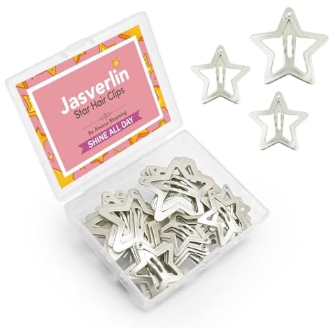 JASVERLIN Champagne Gold Star Hair Clips, 1.22" and 1.61" Gold Hair Accessories for Girls Women, Metal Hair Barrettes Little Stars Snap Hair Clips Non Slip for Thick Thin Hair 40pcs (Matte Champagne) Cover