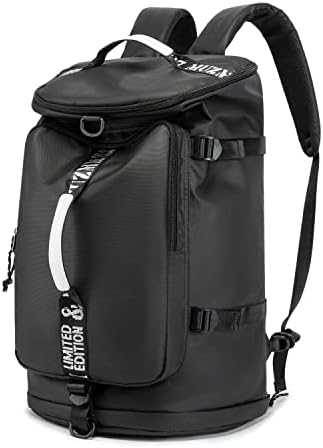 FUNYAGO Gym Duffle Bag Waterproof black Laptop Backpack Suitable for Hiking, Fishing, Travel 40L Large Capacity Trendy Cool Lightweight Backpack for Men and Women (Black)…