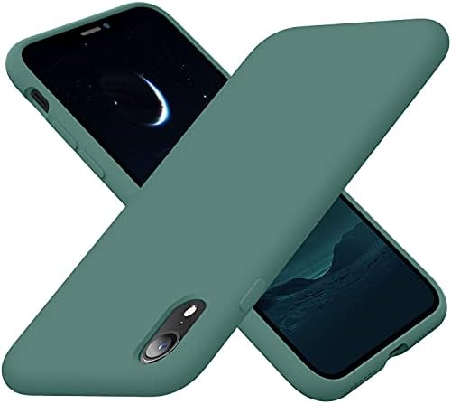 Cordking iPhone XR Case, Silicone Ultra Slim Shockproof Phone Case with [Soft Anti-Scratch Microfiber Lining], 6.1 inch, Midnight Green