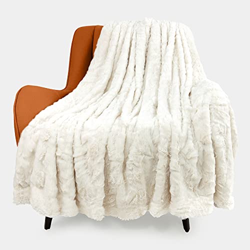 Toonow Fuzzy Blanket Cozy Faux Fur Luxury Throw Blanket, Extra Soft, Double Sided, Fluffy, Plush Warm Throw Blanket For Couch Sofa Bed, 51''X67'' (White) #TOP24