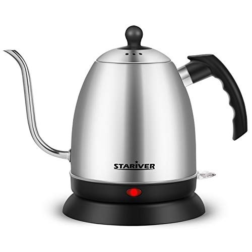 Stariver Electric Gooseneck Kettle, 1L Electric Kettle, Pour Over Coffee Kettle for Coffee & Tea with Stainless Steel Inner Lid & Bottom, Fast Heating, Auto-Shut Off and Boil-Dry Protection Tech