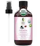 USDA Certified Organic Rose Water Facial Toner (118 ml) 4 Oz - 100% Pure Natural, Unrefined by SVA Organics | Aromatherapy Reduce Dark Circles, Pores, Wrinkle, Moisturizer, Skin Care