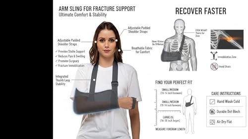 Image of Water Resistant Arm Sling for Fracture || Stylish Shoulder Support Bag for Men, Women, Kids || Padded Strap || Left /Right Hand Immobilizer || Designer Arm Pouch..