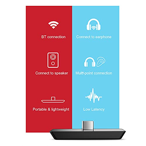 Mibee Transmissor de áudio BT Type-C Adaptador de áudio BT USB-C compatível com Nintendo Switch PS4