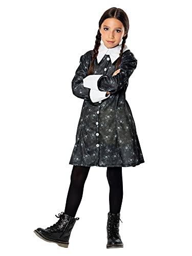 Abito Wednesday Costume Per Bambine E Ragazze - Vestito Mercoledì Cosplay Con Colletto Bianco Per Halloween E Feste