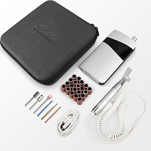 Image of Belle Professional Nail Drill Machine - 35000RPM Brushless Motor Electric Nail File for Acrylic /Gel Nails, Portable E-File with 6 Drill Bits & Sanding Bands, Salon & Home Use Manicure Pedicure Kit
