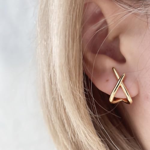 Image of Obidos 14K Gold Plated Stud Earrings for Women Trendy, Simple Minimalist Hypoallergenic Earring for Women Gifts