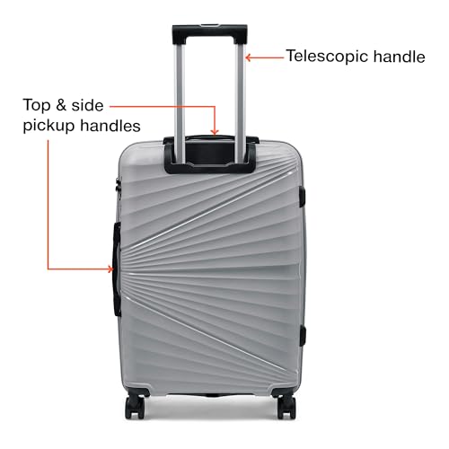 Image of Nasher Miles Golden Gate Hard-Sided Polypropylene Check-in Luggage 24 inch | 65cm | 8 Wheels Medium Trolley Bag for Travel | Suitcase (Grey & Yellow)
