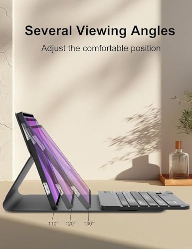 Image of HOM Tri-Fold Wireless Bluetooth Keyboard with Detachable Tablet Case Cover for Lenovo Idea Tab 11-inch Tablet - Black