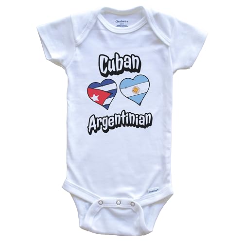 Really Awesome Shirts Cuban Argentinian Flag Heart Combo Cuba Argentina Baby Bodysuit