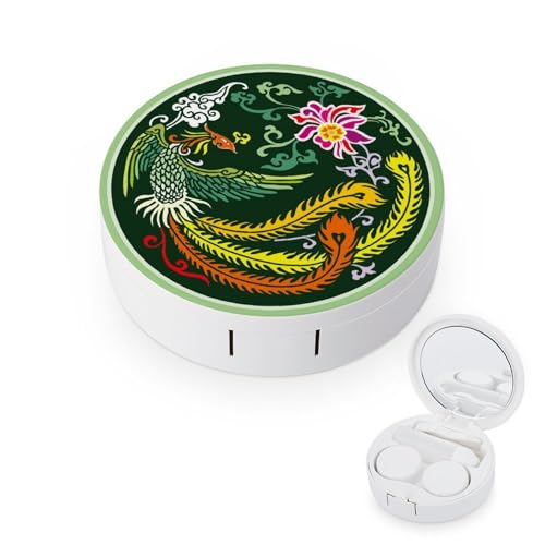 fkgvwo Contact Lens Case Flower Phoenix Contact Lens Box Travel Kit Portable for Travel & Home