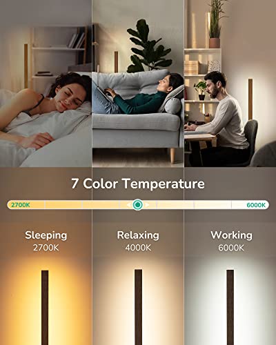 Edishine Wood Led Corner Floor Lamp With Remote, Dimmable Atmosphere Light, Minimalist Standing Mood Lighting For Living Room, Bedroom, Studio, Office, 7 Color Temperature 2700~6000K, 46" #TOP1